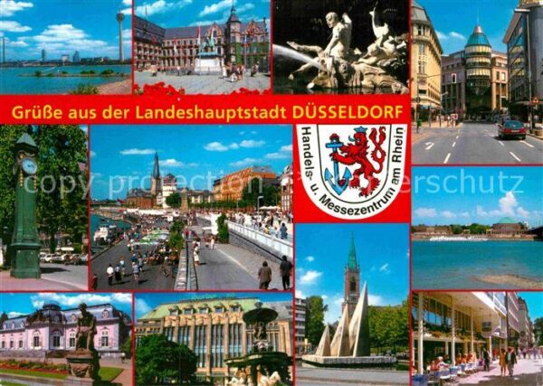 Duesseldorf Partie am Rhein Denkmal Statue Innensta