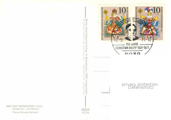 Bad Woerishofen Pfarrer Kneipp Denkmal Stempel 150 Jahr – Bild 2