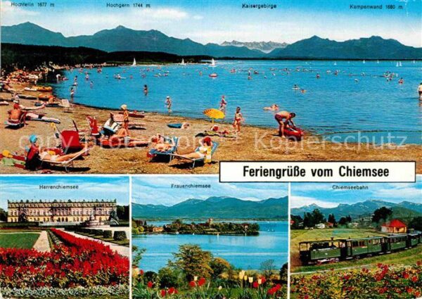 Chiemsee Badestrand Alpenpanorama Schloss Herren