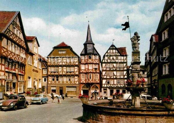 Fritzlar Marktplatz Rolandsbrunnen Fachwerkhäuse