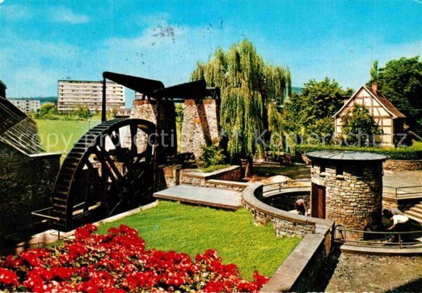 Bad Nauheim Ludwigsbrunnen Wasserrad Blick zum neue