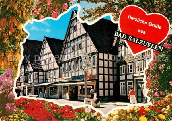 Bad Salzuflen Fachwerkhäuser Fussgängerzone Blumen He