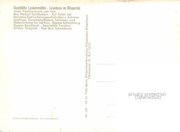 Lauxburg Wispertal Gasthaus Laukenmühle – Bild 2