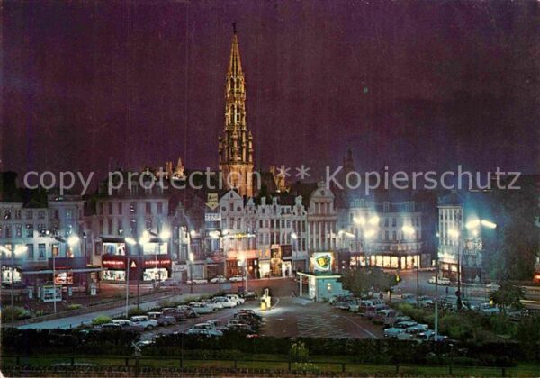Bruessel Bruxelles Rathaus Nachtaufnahme
