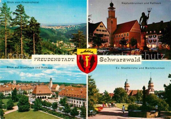 Freudenstadt Stadthaus Rathaus Stadtkirche Marktbrun