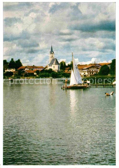 Seebruck Chiemsee Kirche Segelboot Strand