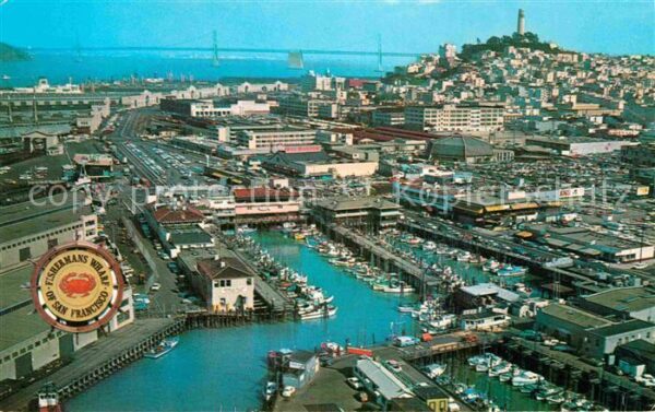 San Francisco California An aerial view of Fishermans Wharf show