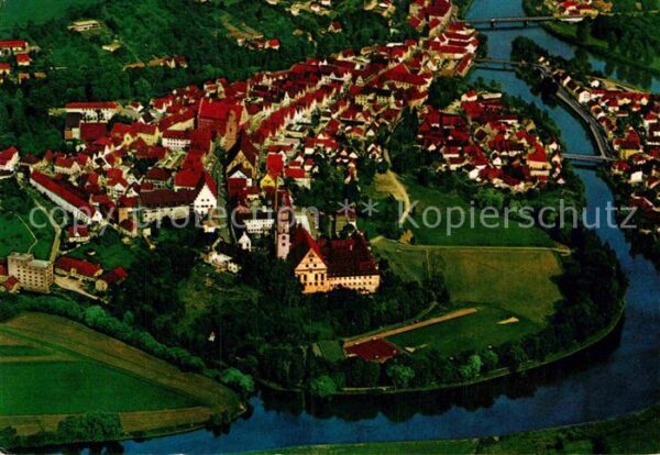 Donauwoerth Fliegeraufnahme Stadtkern Zusammenfluss