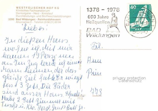 Reinhardshausen Sanatorium Westfälischer Hof Speisesaal – Bild 2