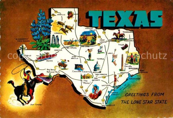 Texas US-State Landkarte