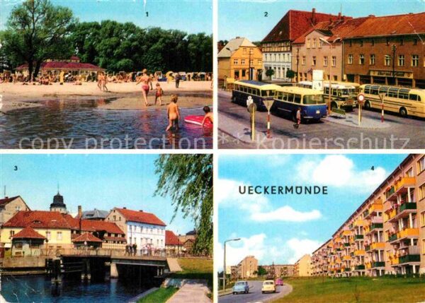 Ueckermuende Mecklenburg Vorpommern Haffbad Karl Marx Platz Hafen Neubauten