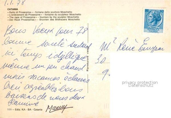 Catania Der Raub Proserpinas Brunnen des Mosche – Bild 2