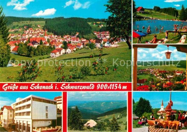 Schonach Schwarzwald Teilansicht Holzbrunnen Schwimmbad Teil