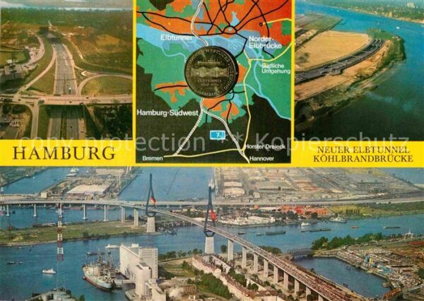 Hamburg Neuer Elbtunnel Köhlbrandbrücke Flieger