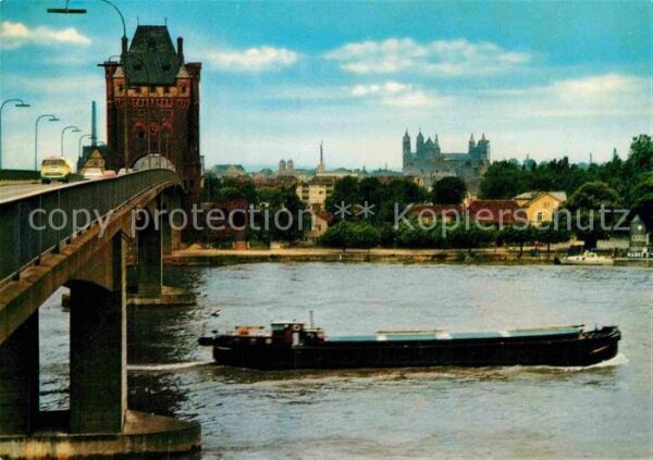 Worms Rhein Nibelungenbrücke mit Dom