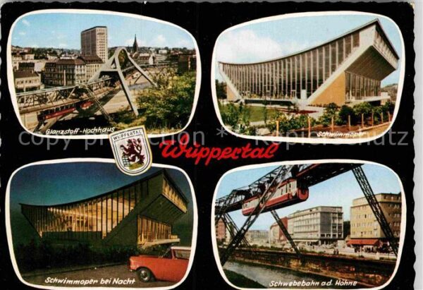 Wuppertal Glanzstoff Hochhaus Schwimmoper bei Nac