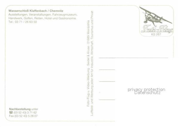 Chemnitz Wasserschloss Klaffenbach Fliegeraufnah – Bild 2