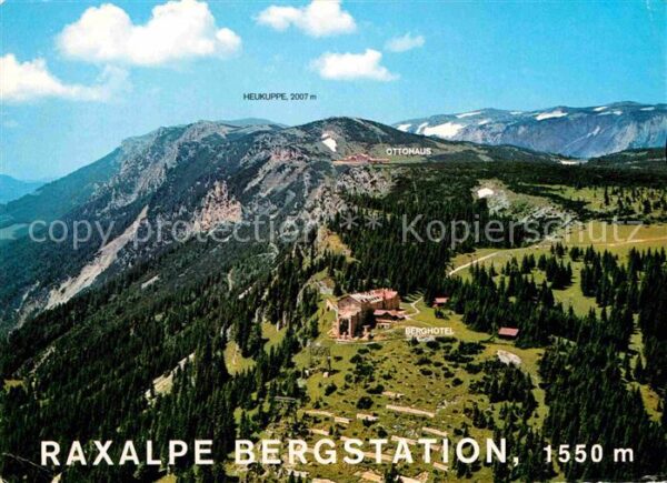 Raxalpe Fliegeraufnahme mit Berghotel und Ottoh