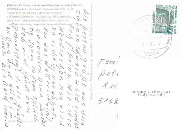 Luetzenhardt Pfeiffers Kurhotel Sanatorium Schwimmba – Bild 2