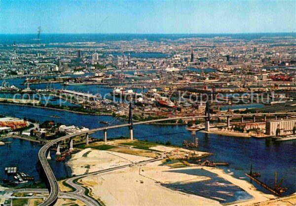 Hamburg Fliegeraufnahme mit Köhlbrandbrücke und