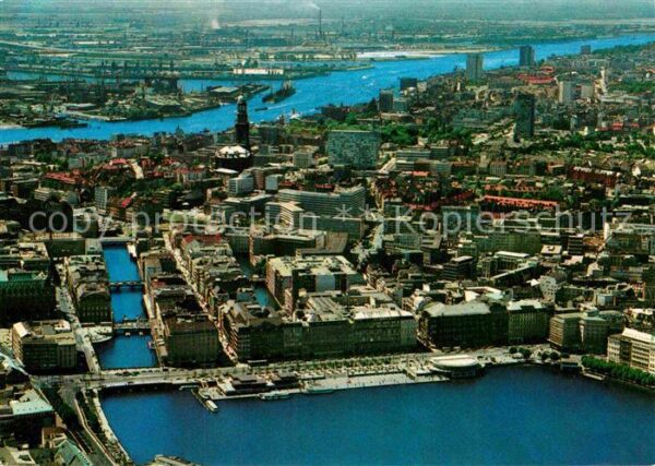 Hamburg Fliegeraufnahme mit Jungfernstieg und E