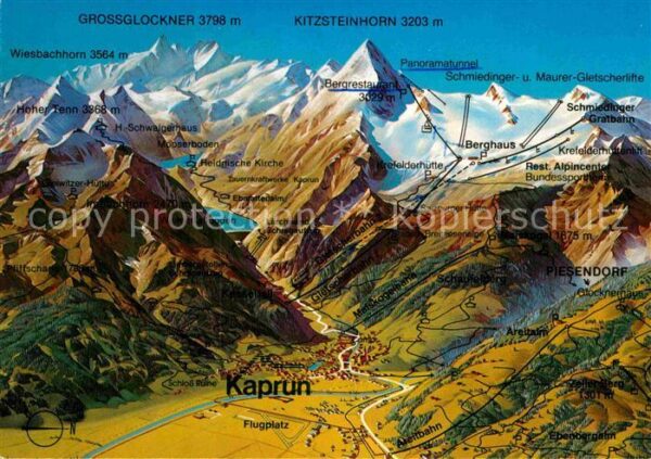 Kaprun Panoramakarte mit Hohe Tauern Kitzstein