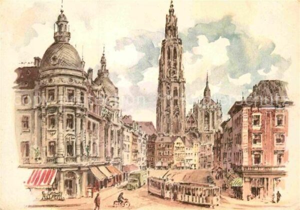 Antwerpen Anvers Cathedrale Notre Dame Künstlerkarte Str
