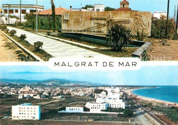 Malgrat de Mar Fliegeraufnahme mit Strand Denkmal