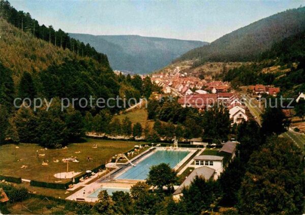 Calmbach Enz Panorama mit Schwimmbad