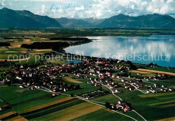 Chieming Chiemsee Fliegeraufnahme mit Wildem Kaiser und K
