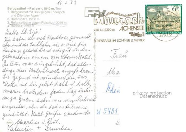 Maurach Tirol Berggasthof Rofan Zillertaler Alpen Ber – Bild 2