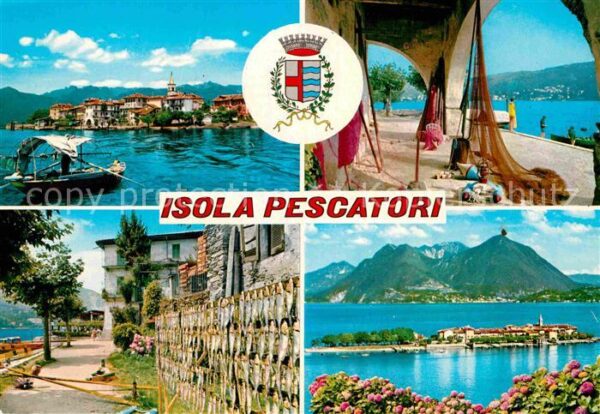 Isola Pescatori Panorama Fliegeraufnahme Fischernetze
