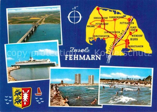 Fehmarn Landkarte Fliegeraufnahme Brücke Fähre