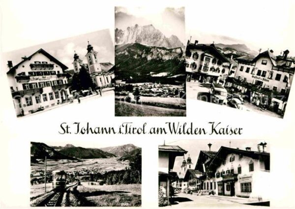 St Johann Tirol Bergbahn Kirche Gasthaus Post und Bären