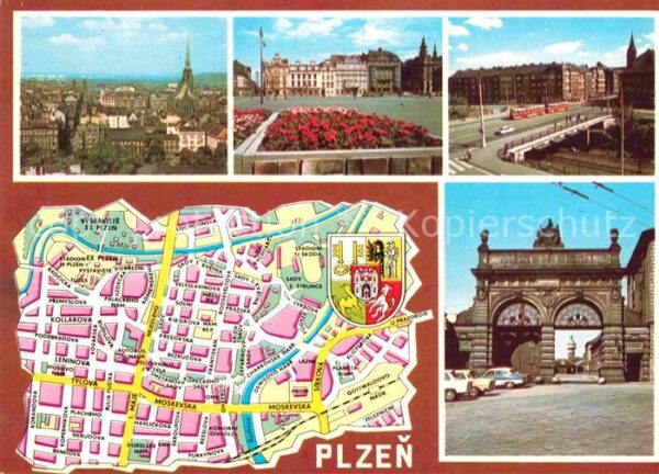 Plzen Pilsen Teilansichten Stadtplan