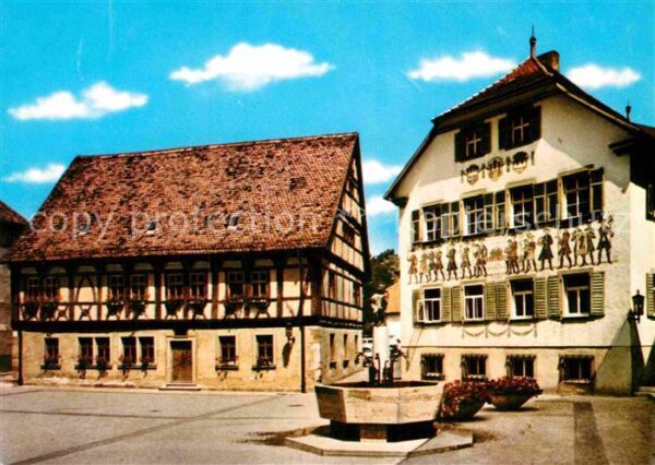 Bad Kissingen Rathausplatz Brunnen Fachwerkhaus Fassa