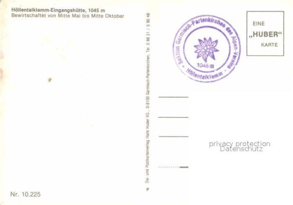 Garmisch-Partenkirchen Höllentalklamm Eingangshütte Huber Kart – Bild 2