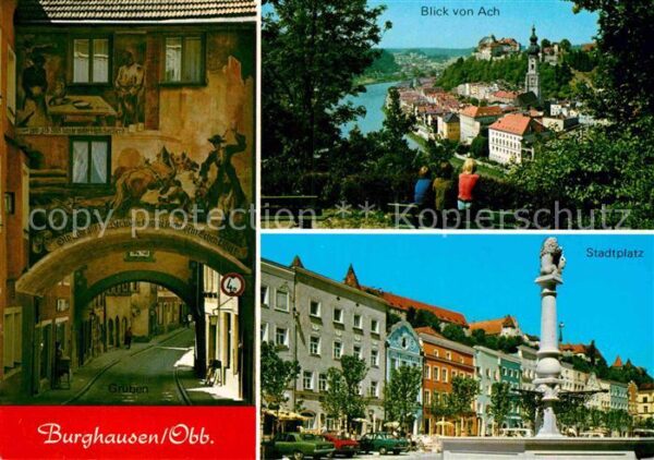 Burghausen Oberbayern Blick von Ach Stadtplatz