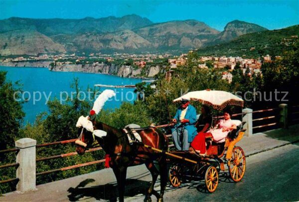 Sorrento Campania Panorama Küste Pferdedroschke