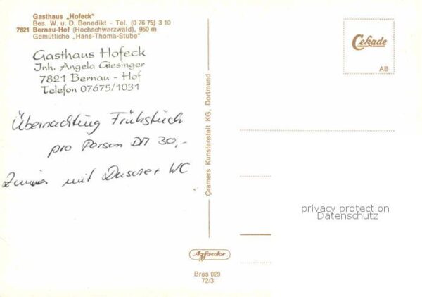 Hof Bernau Gasthaus Hofeck Hans Thoma Stube Winter – Bild 2