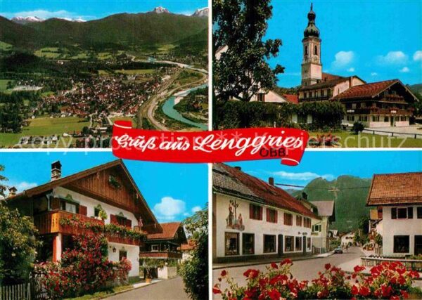 Lenggries Gesamtansicht mit Alpenpanorama Ortsmot