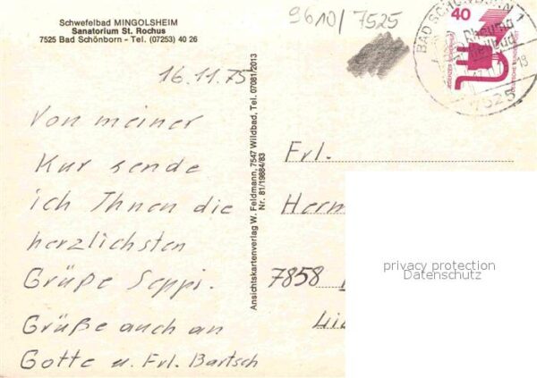 Mingolsheim Schwefelbad Sanatorium St Rochus – Bild 2
