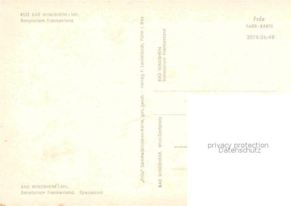 Bad Windsheim Sanatorium Frankenland Speisesaal – Bild 2