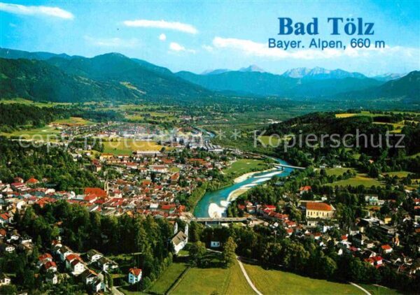 Bad Toelz Blick über den Kalvarienberg ins Isarta