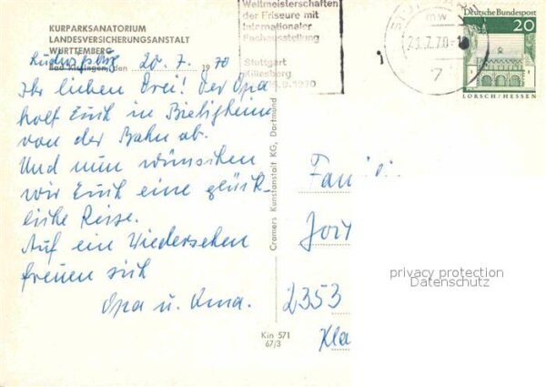 Bad Kissingen Kurparksanatorium LVA Württemberg – Bild 2