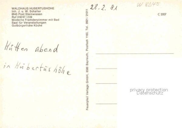 Steinwiesen Waldhaus Hubertushöhe – Bild 2