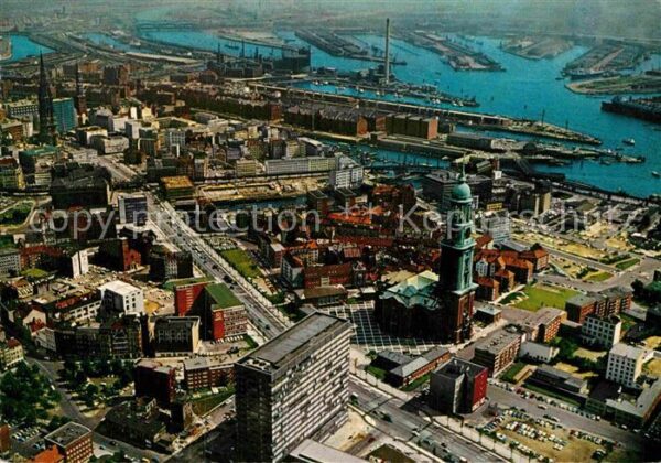 Hamburg Fliegeraufnahme Michel Weststrasse Hafe
