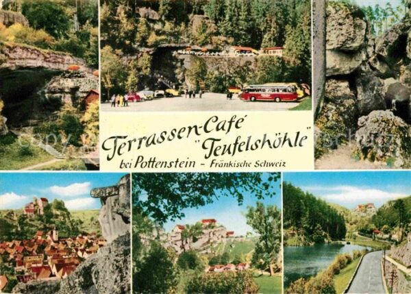 Pottenstein Oberfranken Terrassen Cafe Teufelshöhle Teilansicht