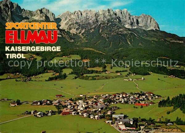 Ellmau Tirol Fliegeraufnahme mit Kaisergebirge