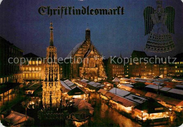 Nuernberg Christkindlesmarkt bei Nacht